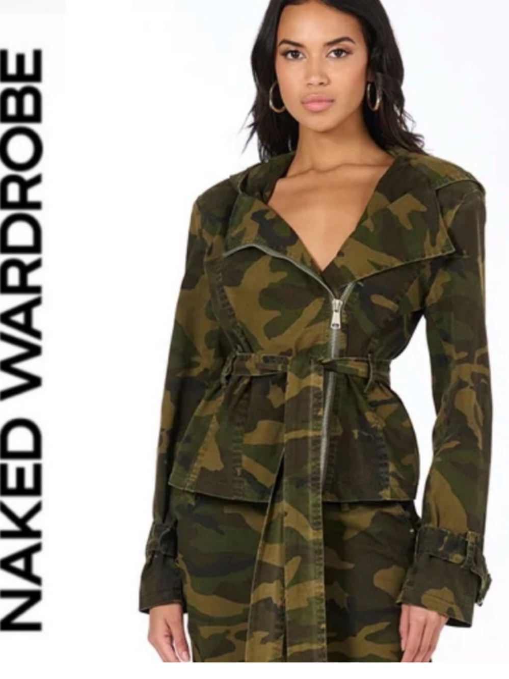 Naked wardrobe 💚🤎 Camo hooded jacket | NWT || XS